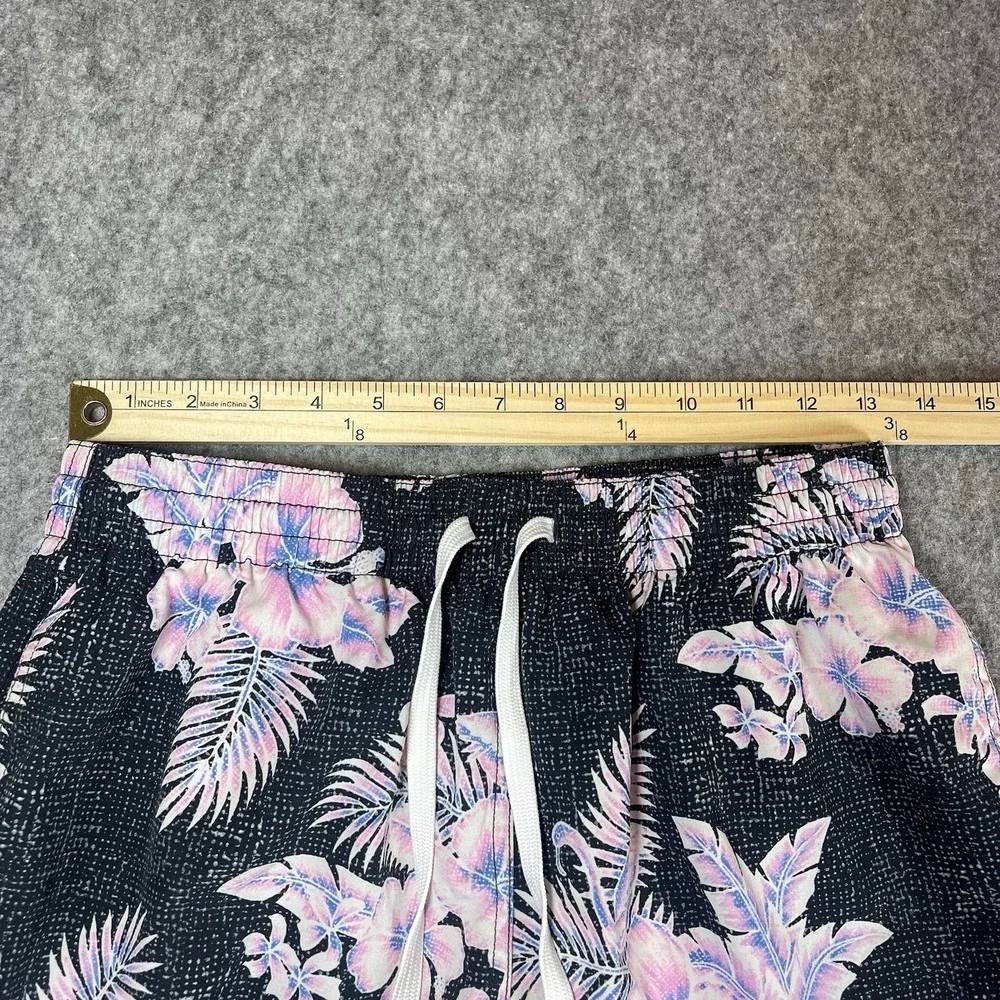 Chubbies Swim Trunks Floral Black Pink Lined Men's Medium 7